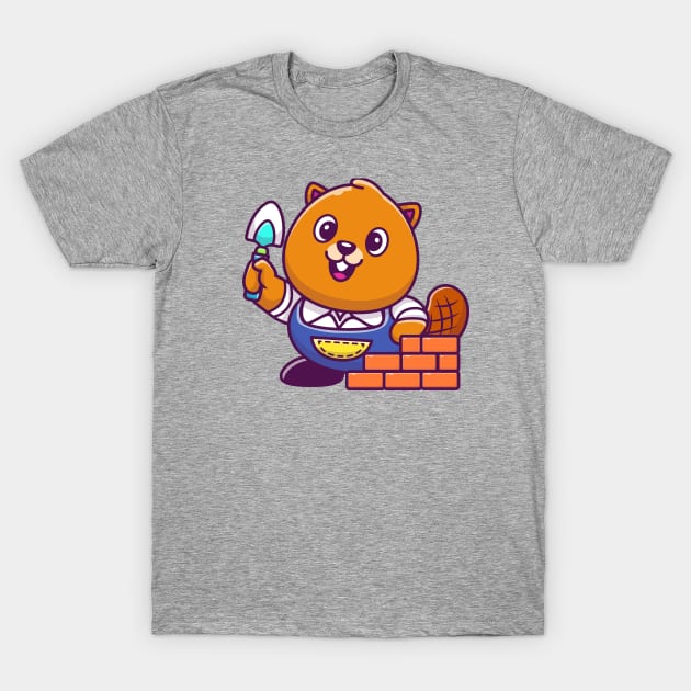 Cute Beaver Construction Cartoon (2) T-Shirt by Catalyst Labs